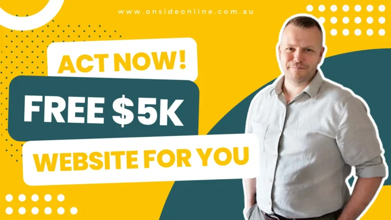 A man standing in front of a yellow background with the words act now free website for you.